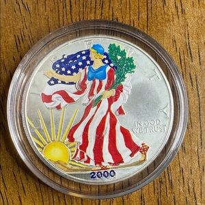 Enameled Liberty Silver Eagle Coin - 2000